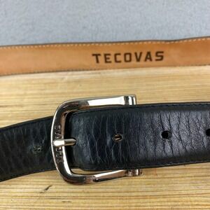Tecovas Mens Black Calfskin Belt Handmade Size 42 buckle